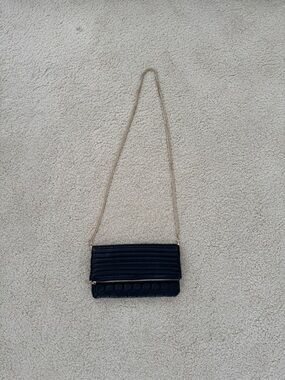 Deux Lux Quilted Black Crossbody Shoulder Bag with Gold Chain